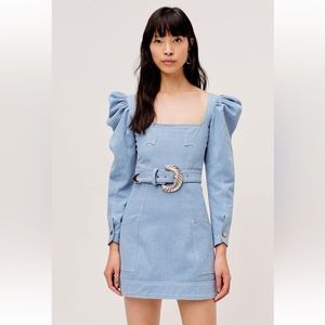 NWT For Love & Lemons Josephine Mini Denim Dress Size Small